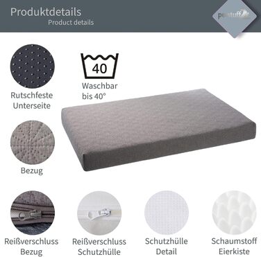 Ортопедичне ліжко для собак знімний чохол, можна прати, вибір кольору та розміру (M, світло-сірий)