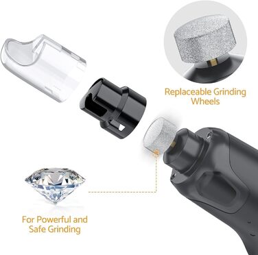 Maxetodo електрична машинка для стрижки кігтів собак, 6 швидкостей, USB, з 2 LED-лампами, тиха, зі знімною кришкою для великих, середніх і малих собак