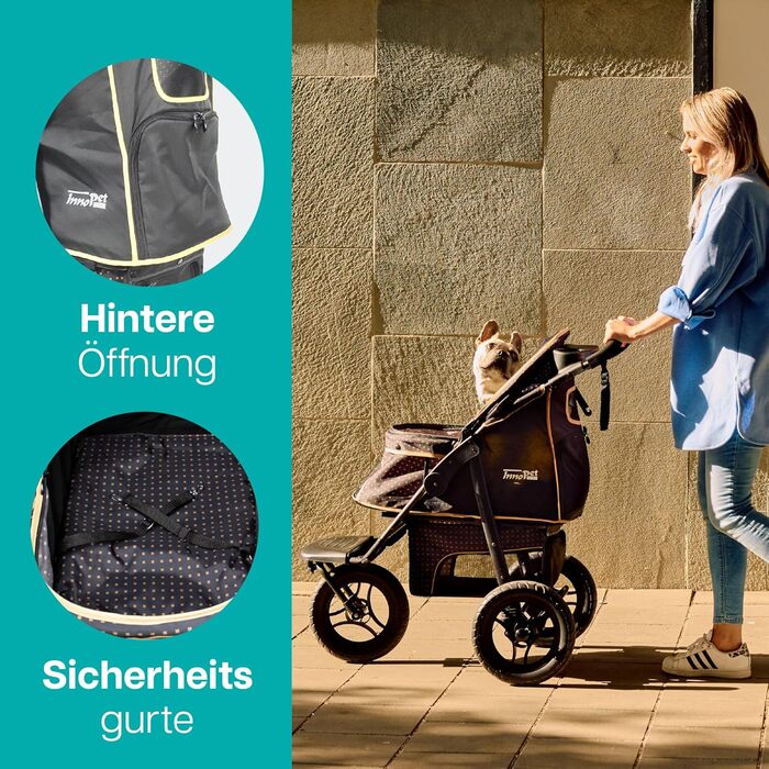 Візок для собак Innopet Adventure: прогулянка з вашим улюбленцем. Підходить для собак, котів та дітей. Кольори: золото, чорний