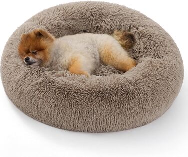 Кругле ліжко для котів BEDSURE Ø 60 см, м'яке, плюшеве, для котів та маленьких собак, 60x60x14 см