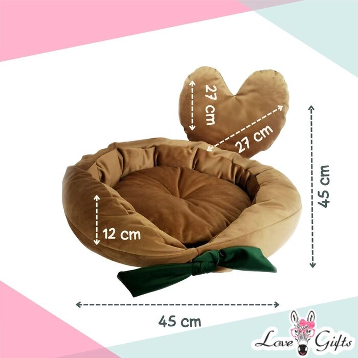 М'яке подушко-ліжко для собак Love Gifts® | Опорне ліжко для собак середніх та маленьких порід | Коричневе