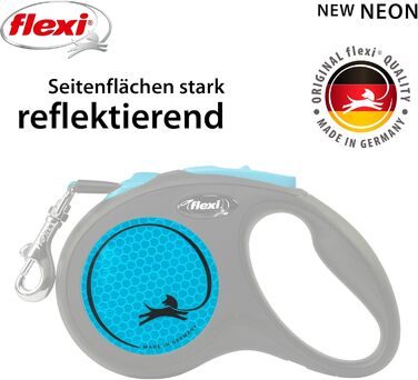 Повідок-рулетка Flexi New Neon S, чорний/неоново-синій, 5 м для собак