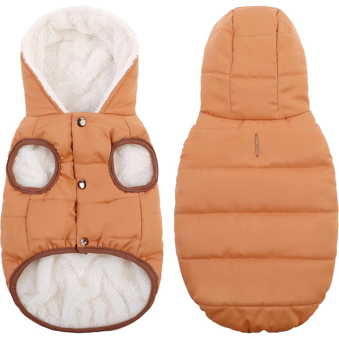 Тепла флісова куртка для собак, вітро- та водовідштовхувальна, з підкладкою з флісу та бавовни, для маленьких, середніх та великих собак, хакі, розмір S