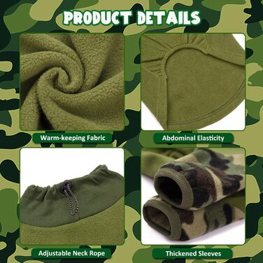 Теплий зимовий халат-піжама для собак, камуфляжний костюм, тепла куртка для собак, одяг для собак (зелений, 2XL, обхват грудей до 59.9 см)