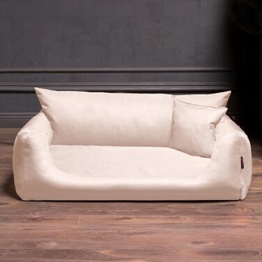 Tierlando® NEMO: собаче ліжко з оксфорду 600D, зручна матрацна вставка та знімний, пральний чохол, для собак малих та середніх порід, розмір 65x50 см, колір: кремовий