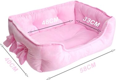 М'яке ліжко для собак M&Catree з подушкою, антиковзаюча, миється, плюшеве, для маленьких та середніх собак, рожеве, розмір L (40 x 50 x 22 см)