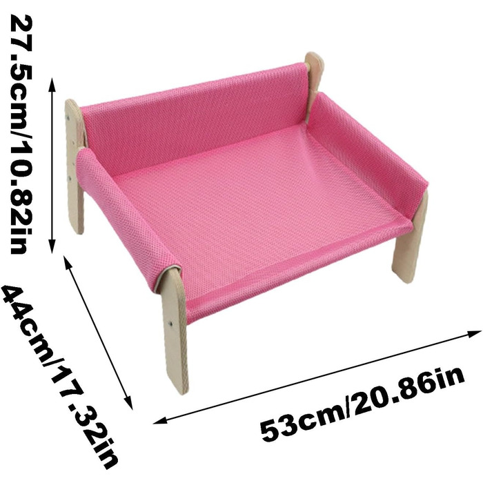 Підвищене ліжко для тварин з дерев'яним каркасом, софа для котів знімний чохол, стабільне підвищене ліжко для собак, софа для собак з дерев'яним каркасом, підвищене ліжко для собак маленьких порід, меблі для тварин з натурального дерева, рожевий колір