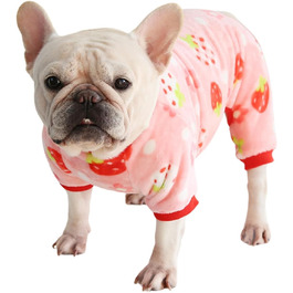 Піжама для собак BT Bear, тепла та м'яка, фліс, милий костюм для цуценят, маленьких та середніх собак (M, рожева полуниця)