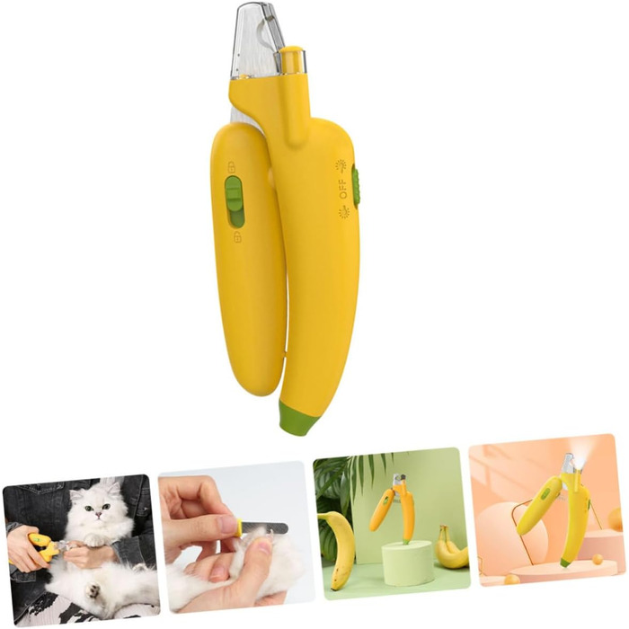 Безпечний тример для кігтів собак та котів BESPORTBLE з LED-підсвічуванням (14x5x2 см, жовтий)