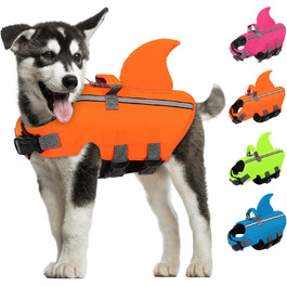 Спасальний жилет для собак AOFITEE Hai, XS, помаранчевий, регульований, з ручкою для рятування, світловідбиваючий, для малих та середніх порід
