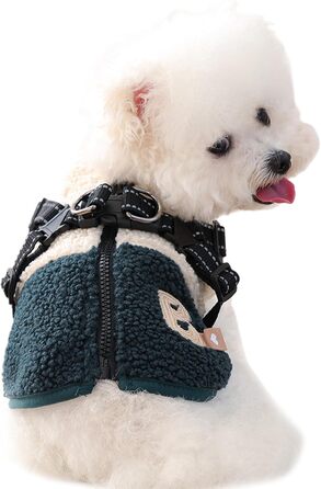 Зимова куртка для собак з отвором для шлейки, флісова підкладка | Для малих та середніх собак | Підходить для прогулянок, спорту та активного відпочинку | Рожево-білий та зелено-білий кольори