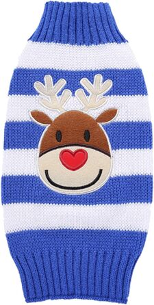 Пуловер для собак на Різдво, кумедний різдвяний пуловер для собак з мультяшним оленем, Сантою та сніжинками, теплий в'язаний пуловер для собак маленьких, середніх та великих, XXS- (110-Green, ) 110-Зелений (M, 13-Blue)