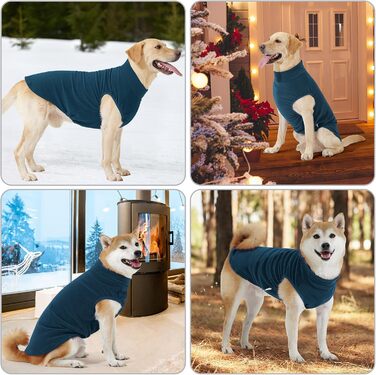 Пуловер для собак Heywean з флісу, теплий, для зимового носіння, для малих, середніх та великих собак (XXL, блакитний)