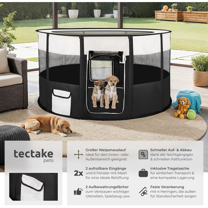 Тектейк® Вольєр для цуценят, аксесуари для собак, вольєр для собак складний, клітка для дрібних тварин (кролики, коти), вольєр для кроликів та морських свинок - Чорний | № 402438