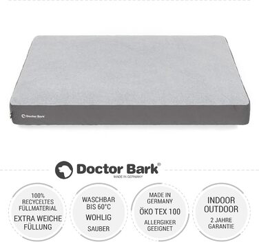 М'яке ліжко для собак великих порід Doctor Bark GreenLabel, 100x72 см, сіре. Легко миється, пухнасте, міцне, комфортне.