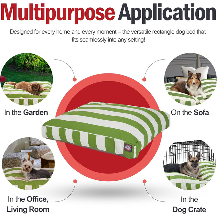 Велике лежак для собак Majestic Pet прямокутний, XL, 127x107x13 см, салатовий, знімний, зручний, неслизький, для дому