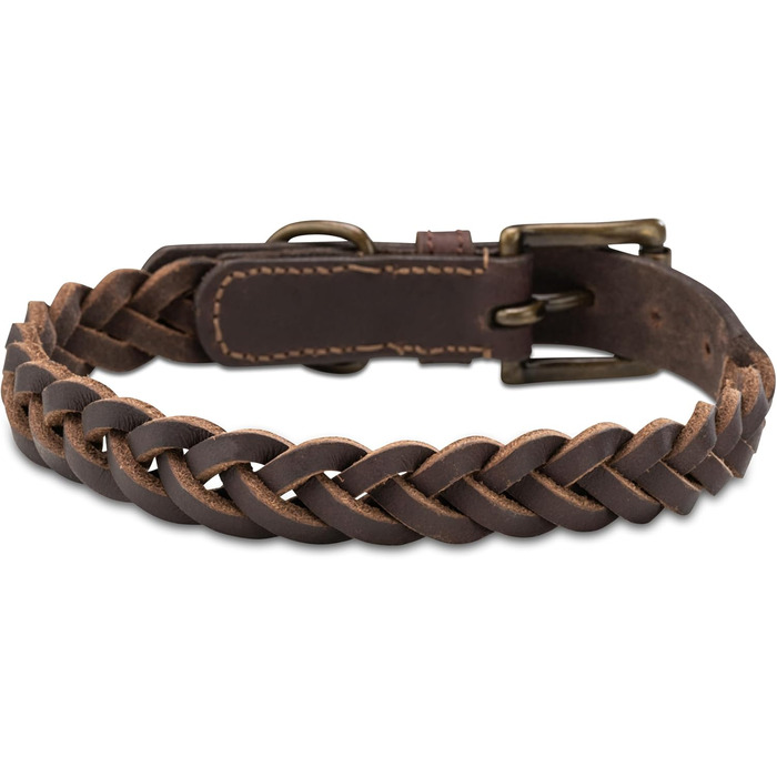 Сплетене шкіряне ошийник для собак – Міцний ручної роботи з преміум-шкіри буйвола Clarissa (M (36.0-45.0cm))