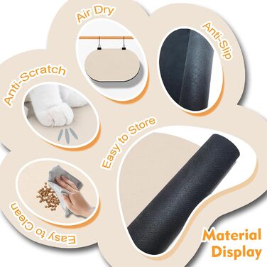 Нековзна підкладка під миску для собак, вбираюча підкладка для собак і котів, 61x40.5 см, для кількох тварин, сумісна з автоматичними годівницями та двома мисками, бежева