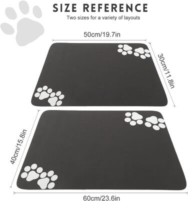 Килимок під миски для котів та собак SUKUTU, чорний, 40x60 см, неслизький, швидковисихаючий