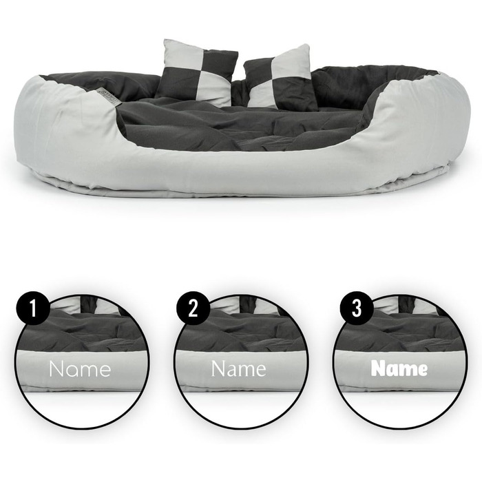 Крісло-ліжко для собак та котів Lionto 4-в-1 з водовідштовхувальною підстилкою Oxford, 85x70 см, міцне, з глибоким входом, сіре/чорне (з написом)