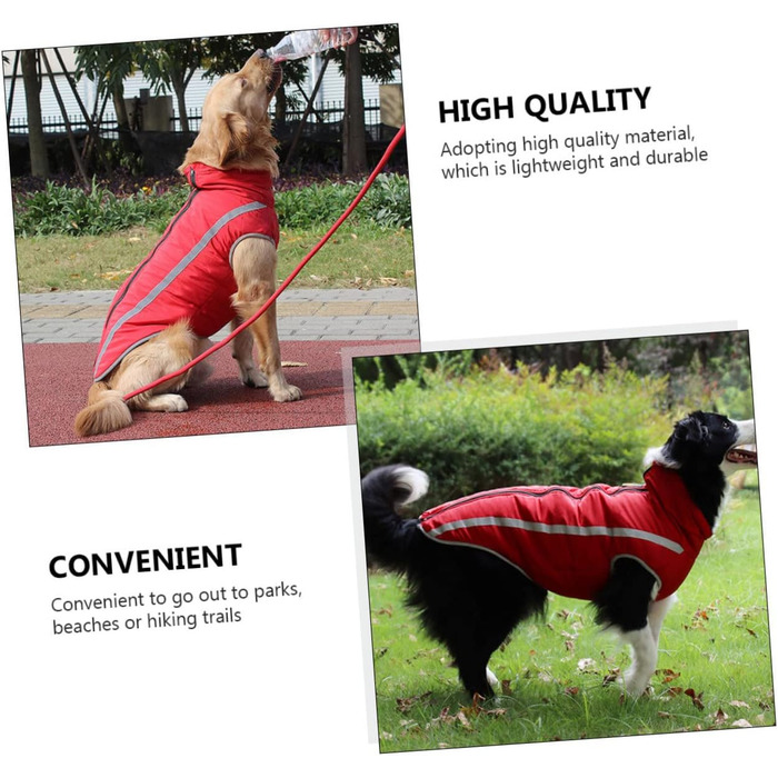 Водонепроникний дощовик для собак MERRYHAPY з флісовою підкладкою та світловідбиваючими смугами (45x55 см, червоний)