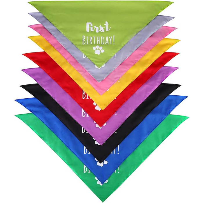 Яскравий бандана на день народження для собак, трикутник, двошаровий, для маленьких, середніх та великих собак (червоний + фруктовий зелений)