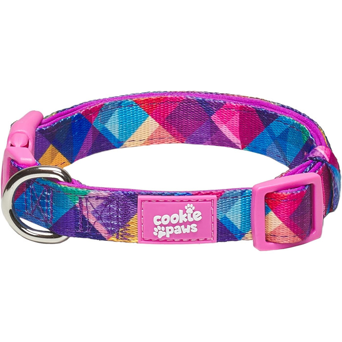 Cookie Paws м'який неопреновий нашийник для малих собак, зручний, регульований, із швидкою застібкою, довговічний, дихаючий, легкий у догляді, стильний, рожево-фіолетовий