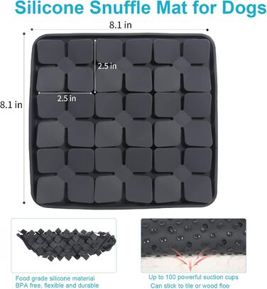 Килимок для собак VOOWO, силіконовий килимок-нюхалка для собак, миска-лежанка Slow Feeder з присосками для малих, середніх та великих собак (Сірий, маленький)