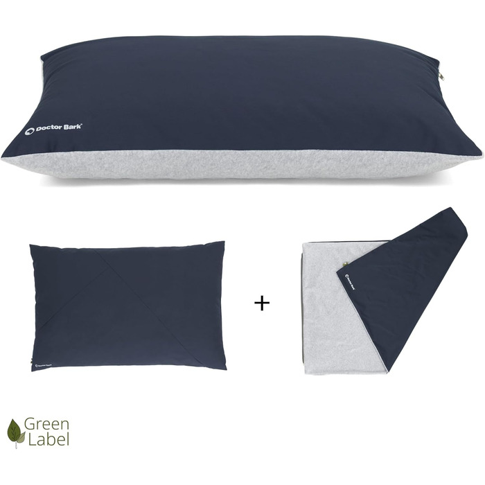 М'яке ліжко для собак великих порід Doctor Bark GreenLabel, XL, кобальтовий колір. Легко миється, зручне, знімний чохол.