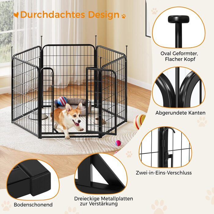 Вольєр для собак Yaheetech 8-секційний, 80 см, для квартири та саду, збірка без інструментів