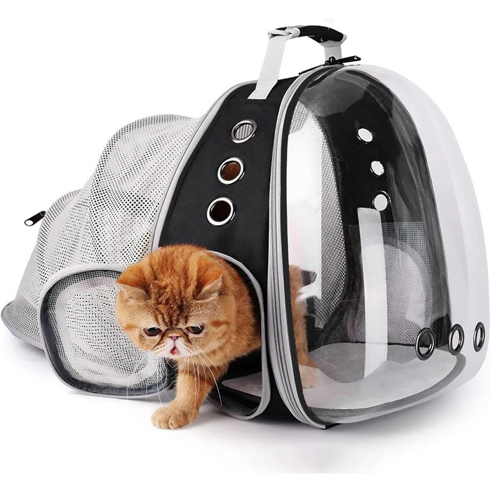 Транспортна сумка для собак та котів JUMI - переноска для котів та собак, рюкзак для тварин, аксесуари для котів, дорожня сумка, переноска з регульованим ременем, вентиляційні решітки (Чорний, Згин)
