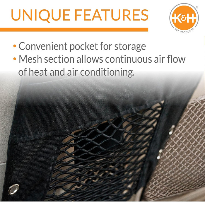 Сітчаста бар'єра для собак K&H Pet Products: безпека та комфорт у подорожах, чорна, 58 x 61 см