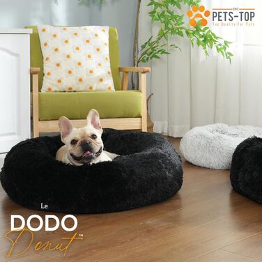Ліжко для собак і котів PETS-TOP, плюшеве, 60 см, перлово-сіре, знімний чохол, для малих порід