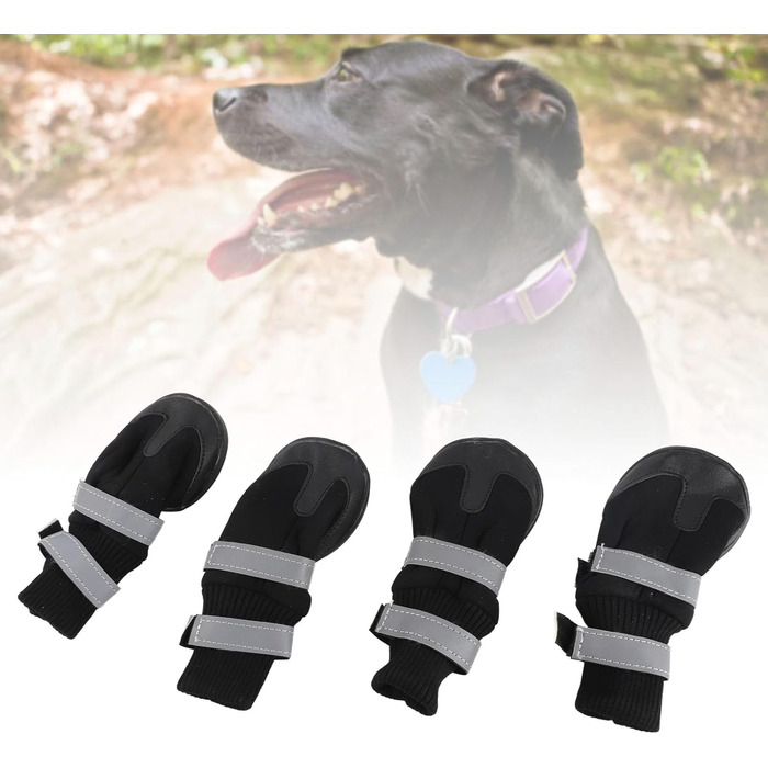 Чоботи для собак Zerodis чорного кольору (4 шт.) - водонепроникні, з антиковзаючою підошвою, теплі захисні чоботи для середніх та великих собак (XL, блакитний)