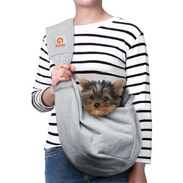 Сумка-кенгуру для собак та котів Tomkas, сірий колір, регульований ремінь, кишеня на блискавці, застібка на кнопку, розмір M