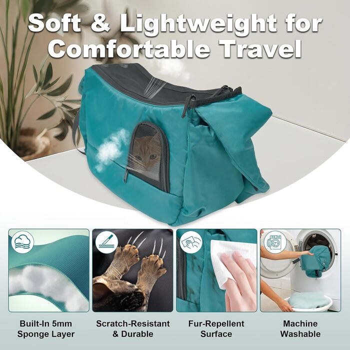 Трансформер для собак та котів до 3,2 кг, дихаюча переноска для тварин, сумка-переноска з кишенями, блакитна