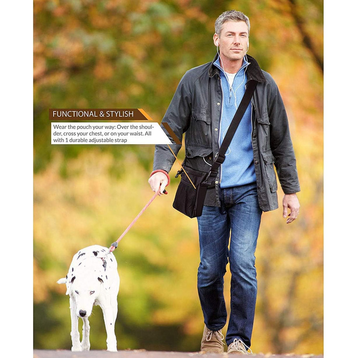 Сумка для ласощів для собак Hanwell з дозатором для прибирального інвентарю - водонепроникна, чорна