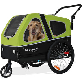 Doggyhut S-Line XL: велосипедно-колясочний візок для собак до 45 кг (зелений/чорний)
