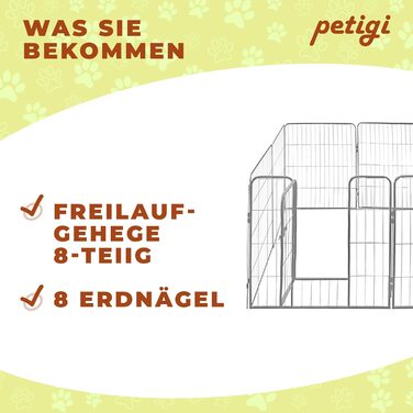 Клітка для цуценят Petigi, вольєр з порошковим покриттям, складаний, розмір комірки 47 мм, для використання в саду, розмір (Ш x В): 80 x 80 см