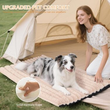 М'яке ортопедичне ліжко для собак BVAGSS, 90x60 см, кольору абрикос. Зручна лежанка для собак маленьких, середніх та великих порід. Легко миється, з антиковзким дном.