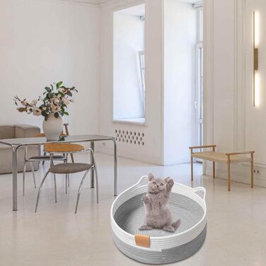 Тканинне ліжко для котів, 50 см в діаметрі, складаний кошик-гніздо, дихаюче ліжко для домашніх тварин, стійке до подряпин універсальне ліжечко для кошенят, світло-сірий колір