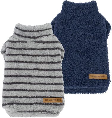 Теплий флісовий светр для собак Fitwarm, 2 шт., зимовий одяг для малих порід, для хлопчиків і дівчаток, сірий і темно-синій, XXL