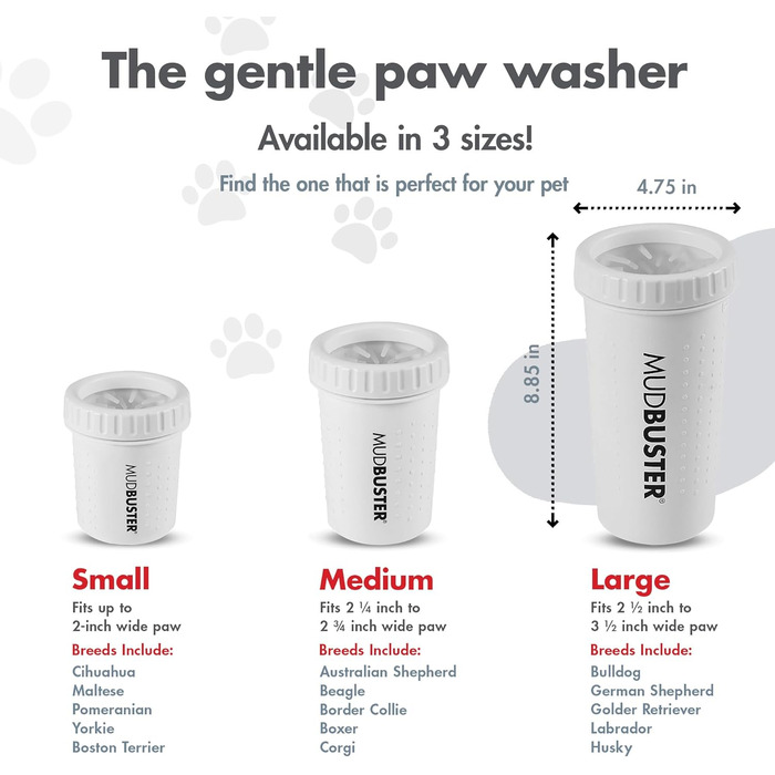 Dexas MudBuster: портативний очищувач лап для собак, розмір M, білий