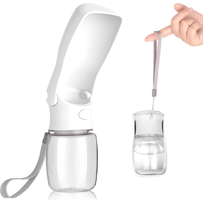 Складана пляшка для води для собак - портативна пляшка для домашніх тварин для собак та котів, для прогулянок, походів, подорожей (білий, 350 мл)