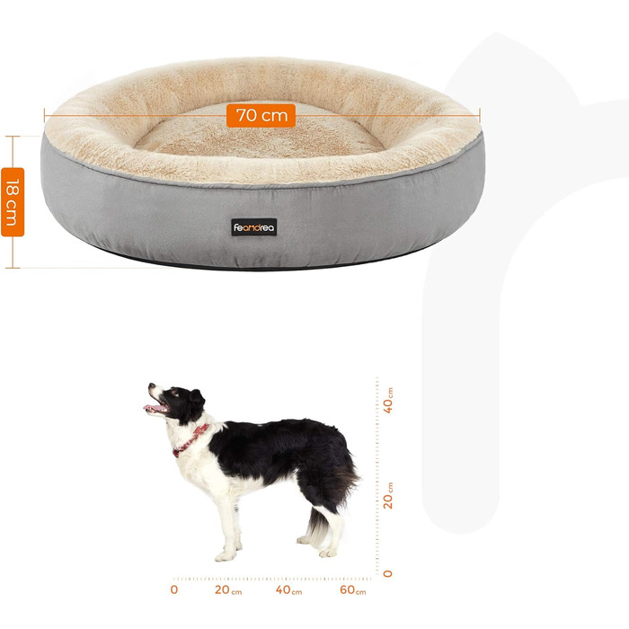 Кругла лежанка для собак та котів Feandrea, діаметр 70 см, сірий колір