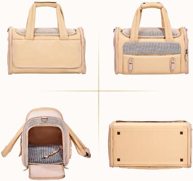 Транспортна переноска для котів та собак 4Pet, Khaki: міцна, з сіткою, для подорожей літаком та автомобілем