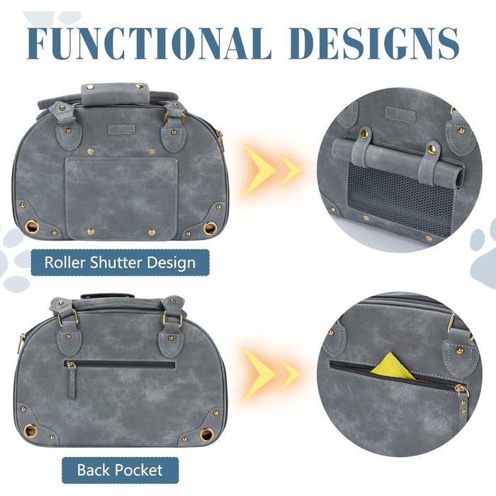 Сумка-переноска для собак та котів PetsHome, преміум-якість, сіра, водонепроникна, складна, 38 x 20 x 25 см