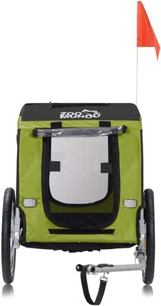 Причіп для велосипеда Zoomundo для собак, червоно-чорний, з металевим каркасом (зелений)