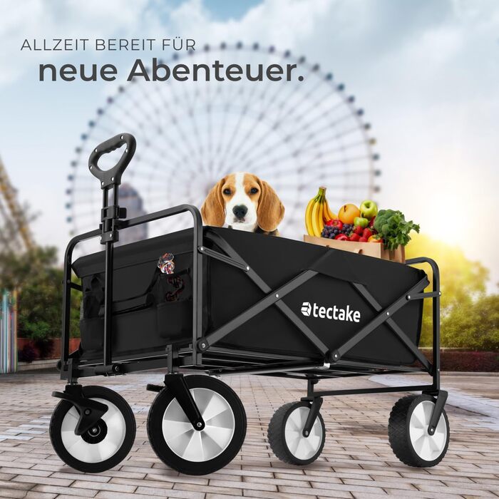 Тектейк - візок-валіза складний, чорний, 80 кг, з сумкою для перевезення на пляж, у сад