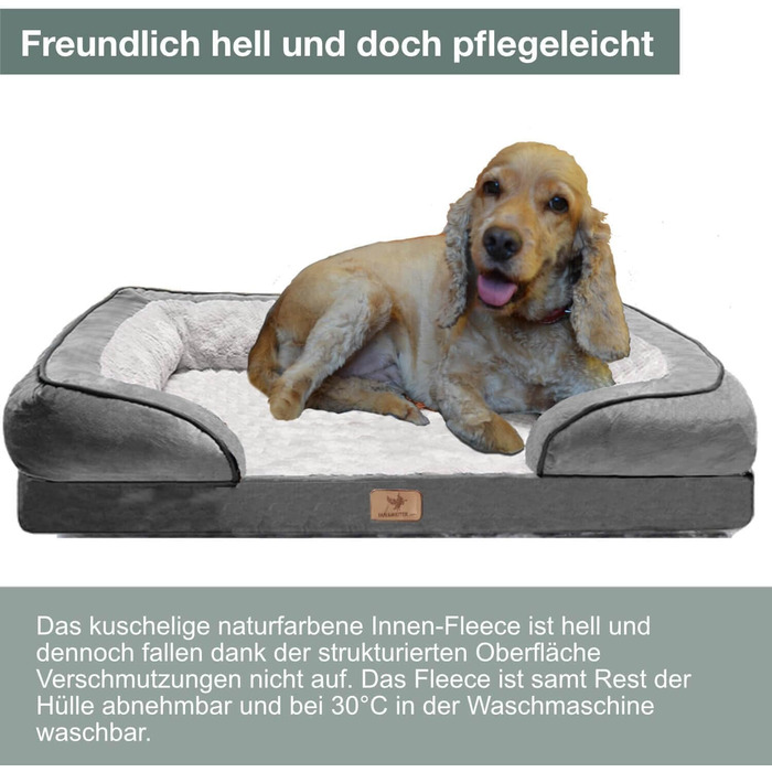 Ортопедичне ліжко для собак Traumreiter, сіре, 135x100 см. Підходить для великих та середніх собак. Ліжко-корзина, ліжко-софа, велике ліжечко для собак.
